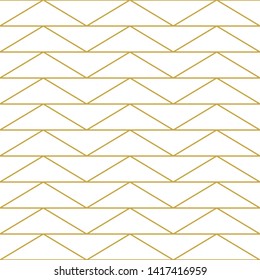 Seamless geometric vector chevron pattern with thin lines in gold