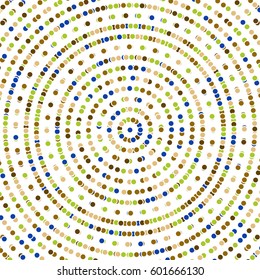 Seamless geometric vector colorful pattern. Modern round ornament with dotted elements. Geometric abstract pattern