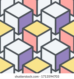 Seamless geometric vector cubes pattern