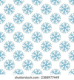 Vector geométrico sin soldadura monocromo patrón navideño simple con copos de nieve azules sobre fondo transparente