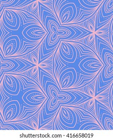 Seamless geometric vector ornamental pattern background. Meditative zentangle creative illustration.