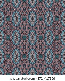 Textura ornamental vectorial geométrica sin foco, estilo de mosaico étnico, color violeta púrpura