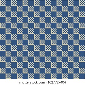 seamless geometric vector pattern based on squares in blue and white