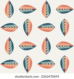 Seamless geometric vector pattern of boho leaves placement.