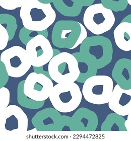 Seamless geometric vector pattern, circles and dots. Happy positive composition and colours for fabric design, textile print, wallpaper, scrapbook, wrapping paper. Childish, sporty, fashionable style.