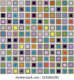 Nahtlose geometrische Vektormuster von bunten Quadraten