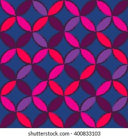 Seamless  geometric vector pattern of colorful circle based shapes