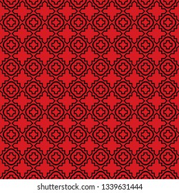 Seamless Geometric Vector Pattern. Design Paper For Scrapbook. Black red color.