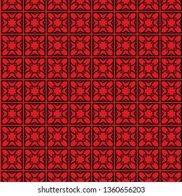 Seamless Geometric Vector Pattern. Design Paper For Scrapbook. Black red color.