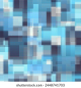 Seamless geometric vector pattern. Dots overlay style. Abstract background pixel art texture