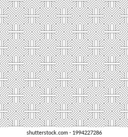 Seamless geometric vector pattern. Ethnic motif. Abstract background with repeating geometric shapes. Thin line. For the cover, of cards, wallpaper, fabric. Vector graphic.