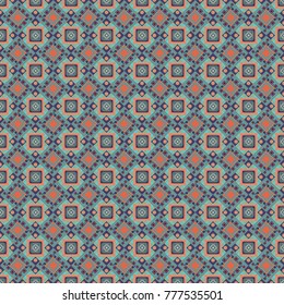 Seamless geometric vector pattern in gray, pink and blue colors. Oriental style.