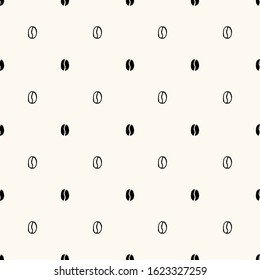 Seamless geometric vector pattern with hand drawn coffee beans in sketch style. Can be used for wallpaper, pattern fills, web page background,surface textures