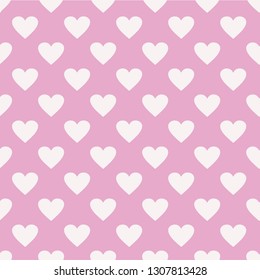 Seamless geometric vector pattern with hearts. Vector repeating texture. Stylish Valentines day background 