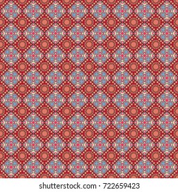 Seamless geometric vector pattern. Modern ornament with pink, beige and red elements. Geometric abstract pattern.
