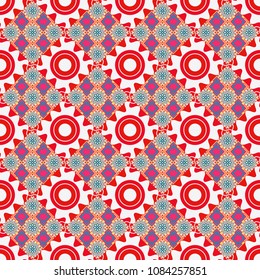 Seamless geometric vector pattern, oriental style in gray, neutral and pink colors.