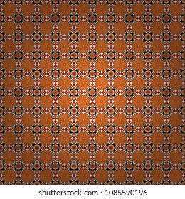 Seamless geometric vector pattern, oriental style in white, orange and brown colors.