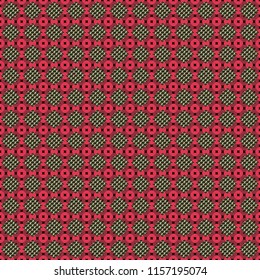 Seamless geometric vector pattern, oriental style in red, black and beige colors.