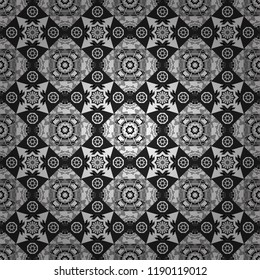 Seamless geometric vector pattern, oriental style in black, white and gray colors.