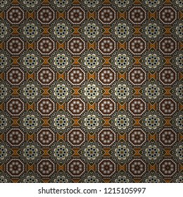Seamless geometric vector pattern, oriental style in brown, white and gray colors.