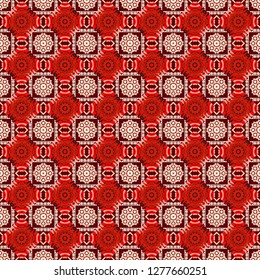 Seamless geometric vector pattern, oriental style in brown, red and pink colors.