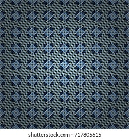 Seamless geometric vector pattern, oriental style in neutral, black and blue colors.