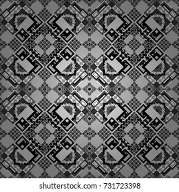 Seamless geometric vector pattern, oriental style in gray, black and white colors.