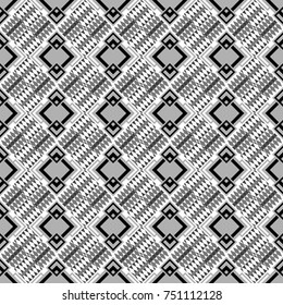 Seamless geometric vector pattern, oriental style in black, white and gray colors.
