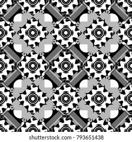 Seamless geometric vector pattern, oriental style in white, gray and black colors.