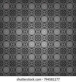 Seamless geometric vector pattern, oriental style in white, gray and black colors.