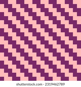A seamless geometric vector pattern of a rectangular fabric with a seamless zigzag design on a solid purple background.