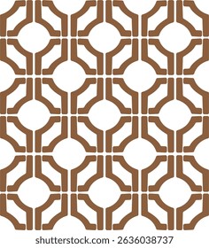 Seamless Geometric Vector Pattern Retro Style Brown Circular Tile Design with Symmetrical Interlocking Shapes on White Background  Editable EPS Illustration for Textiles, Wallpaper and Packaging