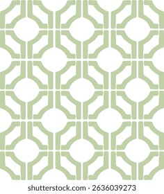 Seamless Geometric Vector Pattern Retro Style Mint Circular Tile Design with Symmetrical Interlocking Shapes on White Background  Editable EPS Illustration for Textiles, Wallpaper and Packaging