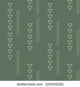 Seamless geometric vector pattern and triangles   lines sage green background  Metallic gradient shapes is perfect for gift decoration  stationery  wallpaper  wrapping paper  prints  cards and