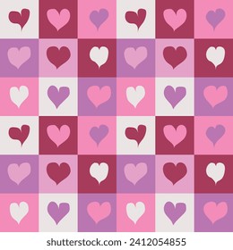 Seamless geometric vector pattern for Valentines Day with hearts.Can be used on packaging paper, notebook covers, napkins, tablecloths, wallpapers. Vector illustration