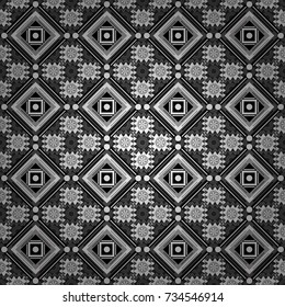 Seamless geometric vector pattern in white, gray and black colors. Oriental style.