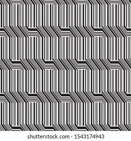 Seamless geometric vector template. Abstract  linear drawing with strips of different widths. Graphic design of a lattice.  For a cover, of cards, wall-paper, fabrics. Vector illustration.