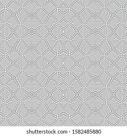 Seamless geometric vector template. Abstract linear drawing  with the distorted lines. Graphic design of a lattice.Asymmetric pattern.  For a cover, of cards, wall-paper, fabrics.