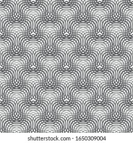 Seamless geometric vector template. Abstract linear drawing with the distorted lines. Graphic design of a lattice.Asymmetric pattern. For a cover, of cards, wall-paper, fabrics.