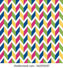 Seamless Geometric Vector Texture with Zigzags. Vector Rhombic Seamless Pattern. Can Be Used For Gift Wrap, Tissue Paper, Textile, Book Design, Website Background. Color Trends Pattern Design.