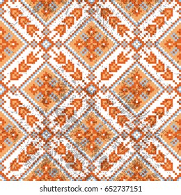 Seamless geometric vector vintage background. Ethnic tribal retro pattern. 