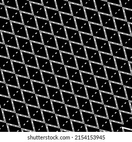Seamless geometric vector. Zigzag rhombus pattern. Black and white texture design. Abstract geometric reticulate background. Minimalist mosaic grid design