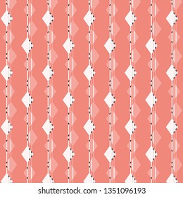 Seamless Geometric Vertical Lozenge Strings Coral Vector Pattern