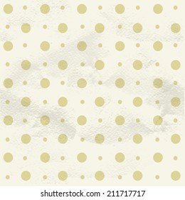 Seamless geometric vintage pattern from beige polka dots large and small