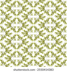 Seamless geometric vintage pattern of olive branches
