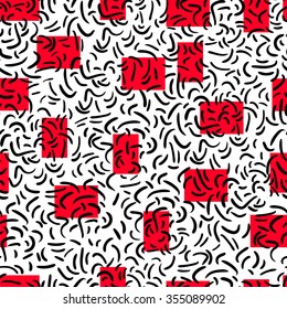 Seamless geometric vintage seamless pattern in Retro 80s or 90s style, memphis. Can be used in the textile fabric, paper print, web design.  Vector illustration. 