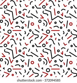 Seamless geometric vintage pattern in retro 80s style, memphis. Ideal for fabric design, paper print and website backdrop. EPS10 vector file.
