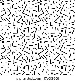 Seamless geometric vintage pattern in retro 80s style, memphis. Ideal for fabric design, paper print and website backdrop. EPS10 vector file.