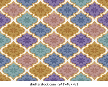 Patrón vintage geométrico sin inconfundible de formas en colores pastel boho. Imagen del vector	
