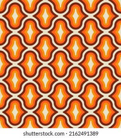 Seamless Geometric Vintage Wallpaper In 70s 60s Trendy Style. Vector Illustration